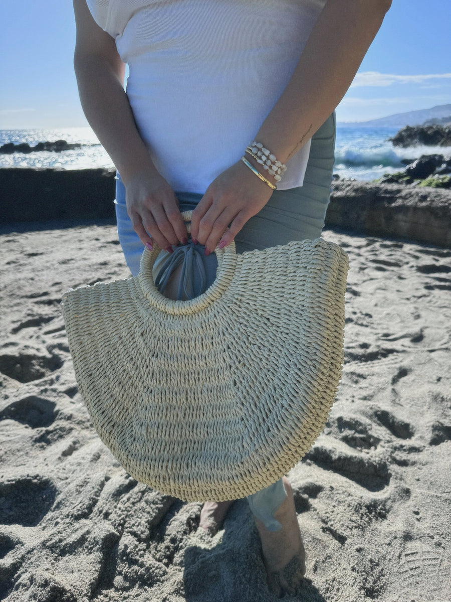 CORAL Straw Tote Bag