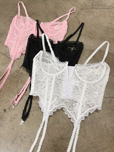 VIVI Pink Demi Cup Lace Bustier